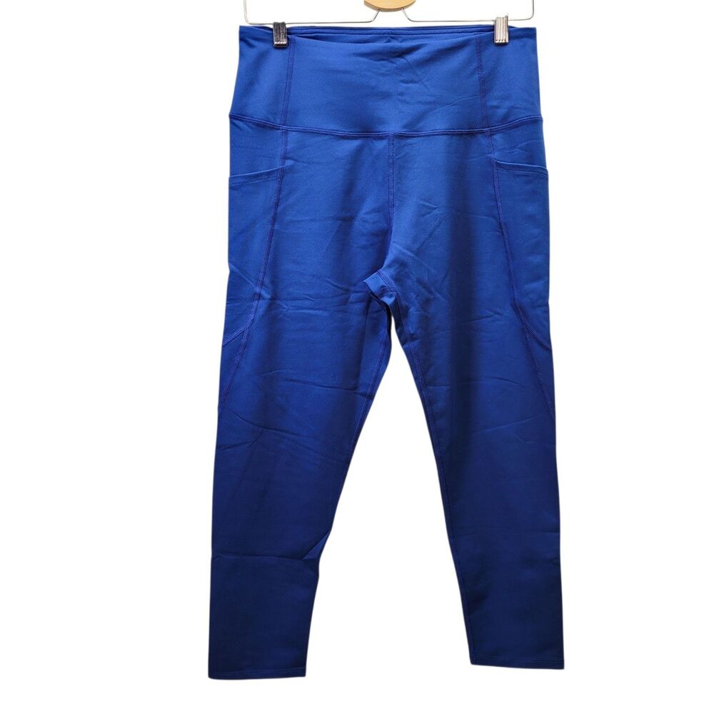 Core 10 Women All Day Comfort High-Waist Side Pocket Capri Yoga Legging Blue L